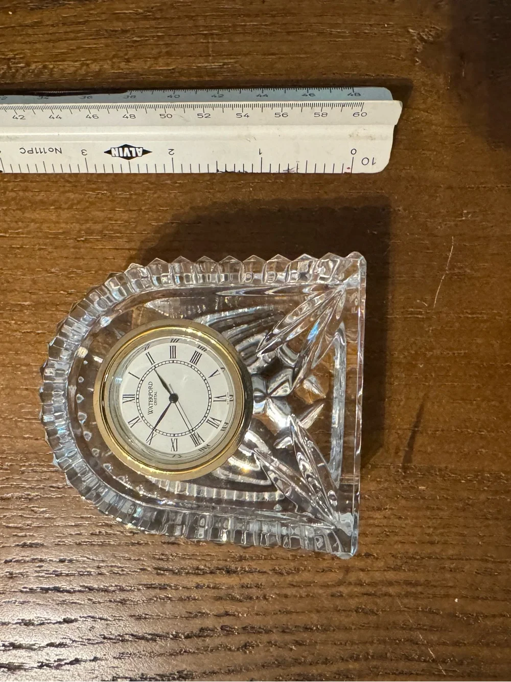 Waterford Clear Crystal Mantel Clock with Gold Bezel